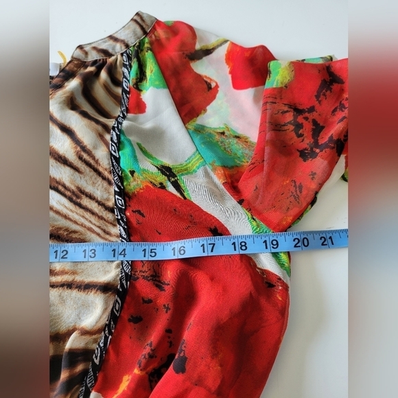 Calvin Klein Floral Animal Print Brown Tunic Top Size Medium - Picture 9 of 10